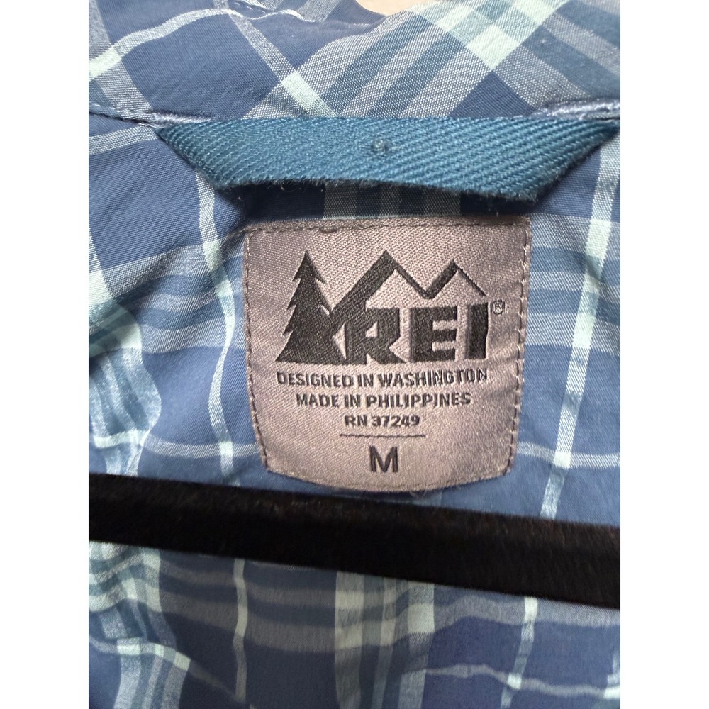 REI Plaid Long Sleeve‎ Button Up Shirt Women's Medium Blue Green Outdoor Casual - Picture 2 of 6